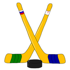 Hockey stick and puck