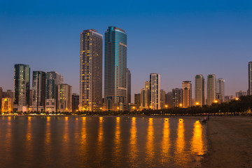 Obraz premium General view of modern buildings in Sharjah