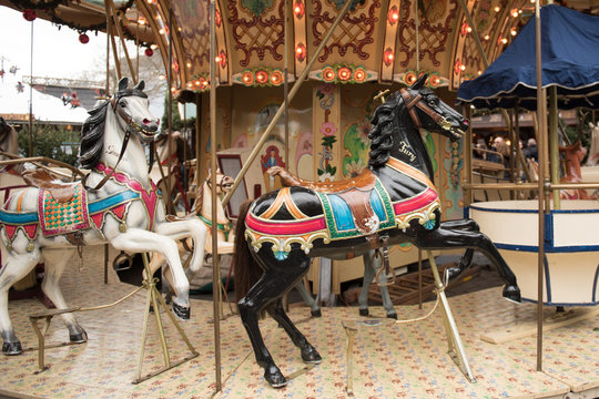 carousel and wood horse