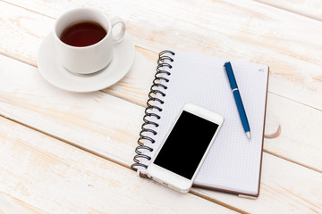 top view of working place elements 