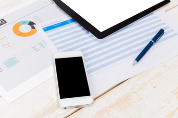 top view of working place elements