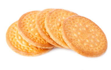 tower os biscuits laying on a white background