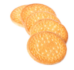 tower os biscuits laying on a white background
