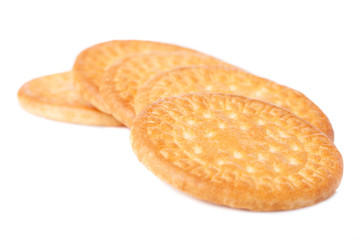 tower os biscuits laying on a white background