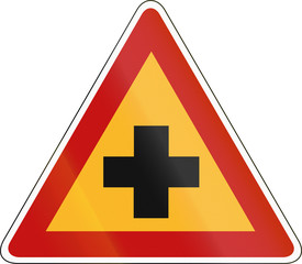 Obraz premium Korean Traffic Safety Sign - Attention - Cross Road
