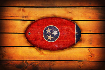 A wooden Tennessee flag.