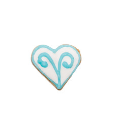 Homemade gingerbread cookie with colored frosting isolated on a