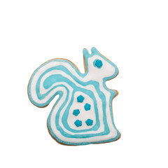 Homemade gingerbread cookie with colored frosting isolated on a