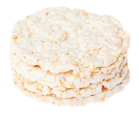 pile of puffed rice snack on a white background