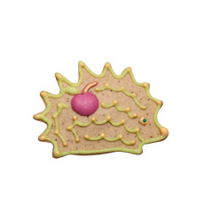 Homemade gingerbread cookie with colored frosting isolated on a