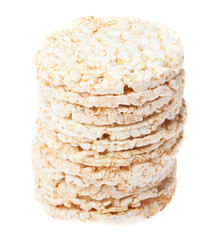 pile of puffed rice snack on a white background