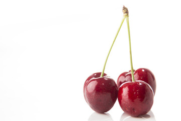 Fresh Cherry Closeup on Bright Background