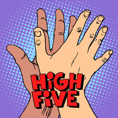 high five greeting white black hand