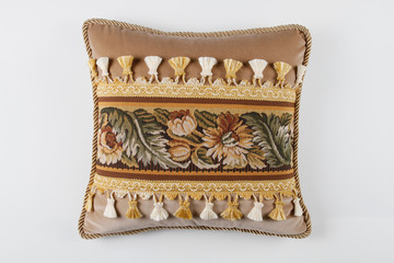 Decorative Pillow in victorian style isolated on white backgroun