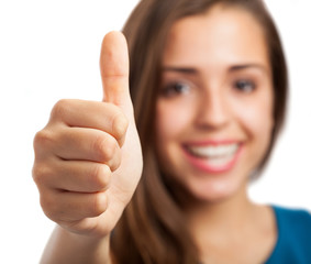 young woman doing okey