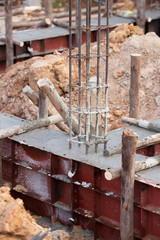 pillar and beam being constructed at construction site