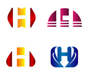 Set of letter H logo icons design template elements. Collection of vector signs
