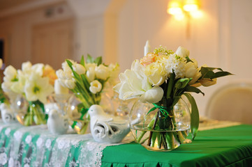 The decor of flowers of the wedding ceremony