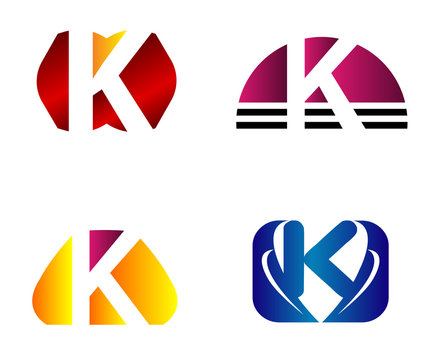 Set of letter K logo icons design template elements
