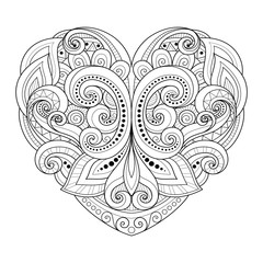Vector Decorative Monochrome Abstract Heart