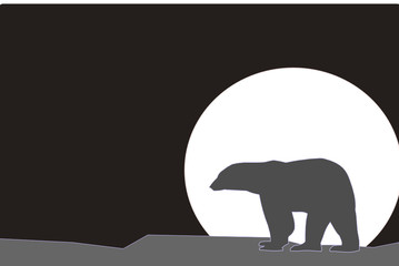 a polar bear with a moon background 