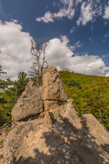 Fototapeta premium Скалы и горы на берегах Японского моря. Приморье, Россия. Rocks and mountains on the shores of the sea of Japan. Primorye, Russia.