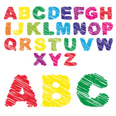 Vector conceptual sketch colorful child font collection