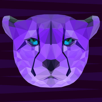 polygonal abstract geometric triangle bight purple colored cheetah background for use in design