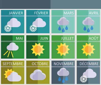 Calendar of the times of year in French