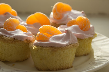 tangerine cake with cherry cream