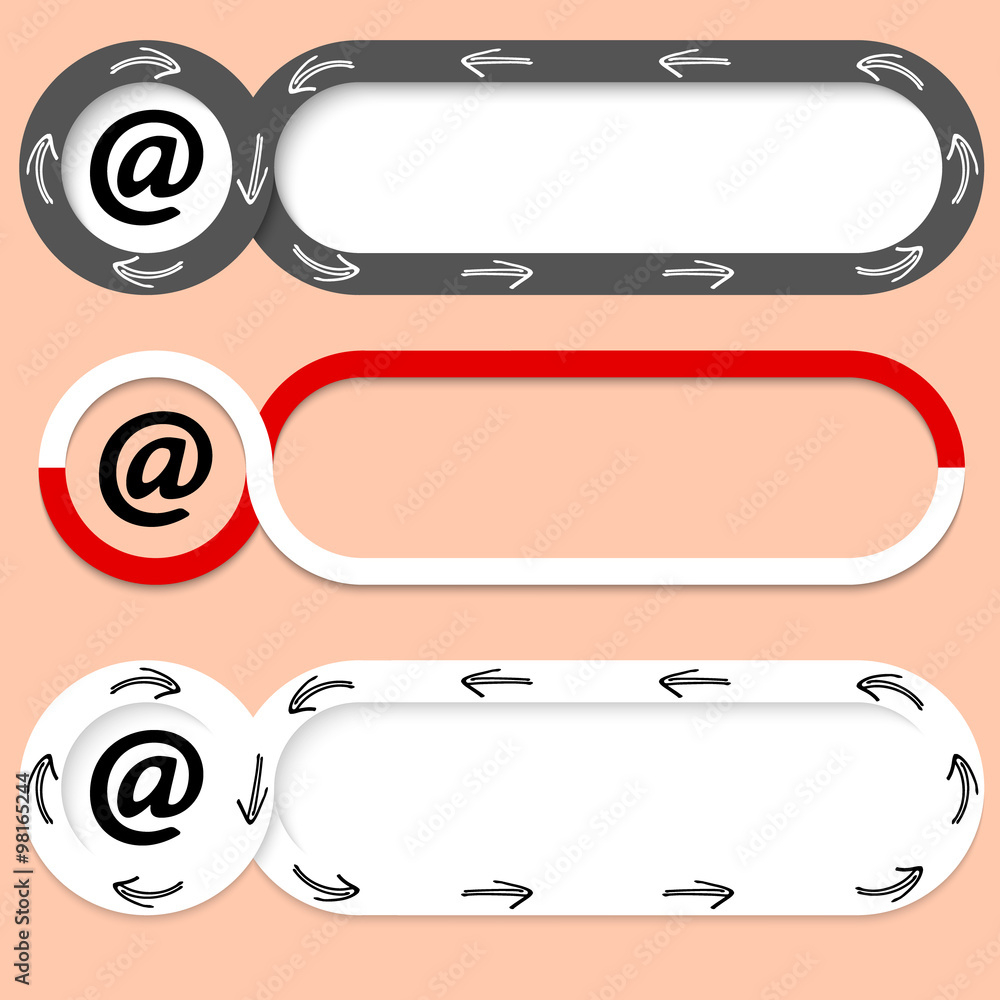 Poster Set of three abstract buttons for your text and email icon