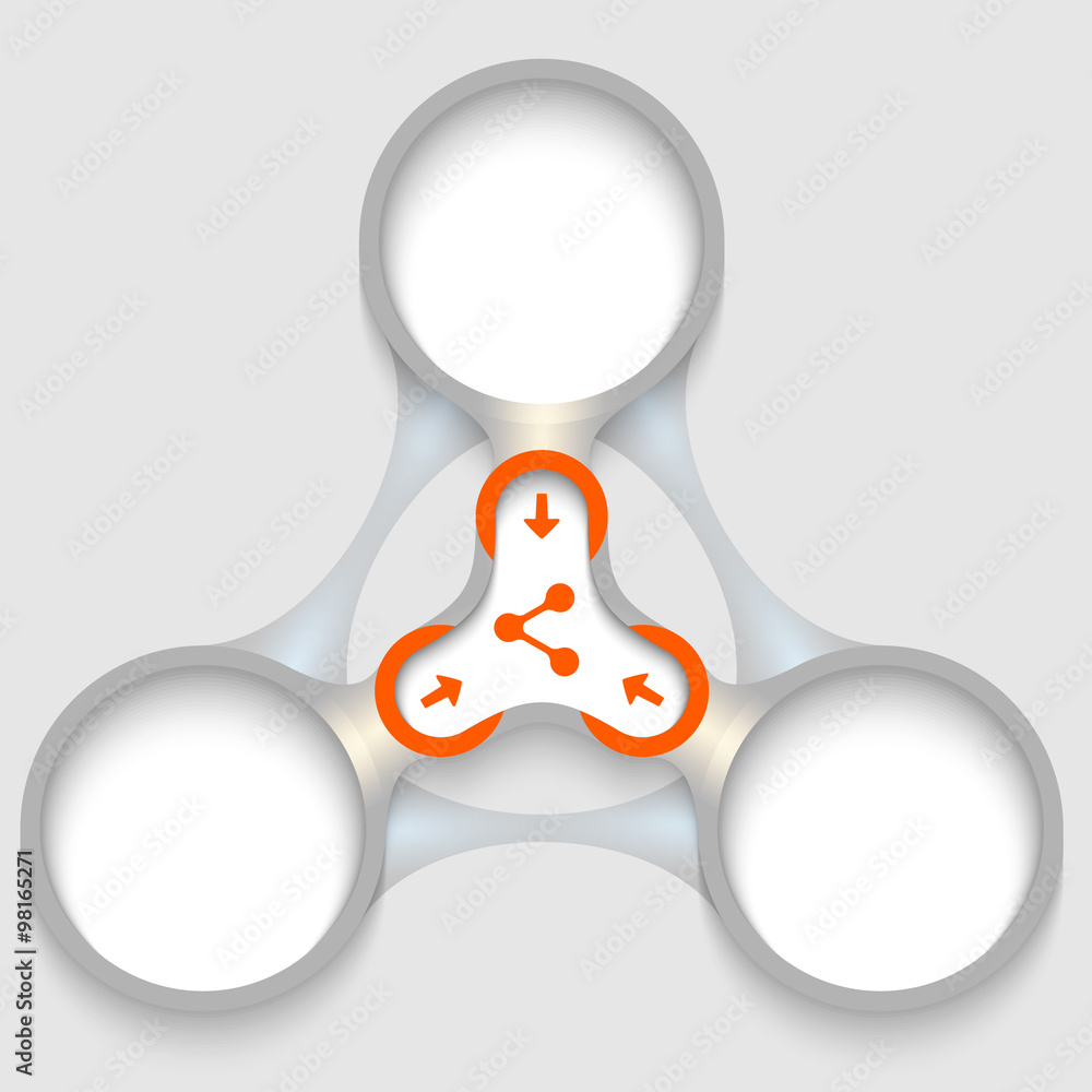 Poster three connected circular boxes for your text and share icon