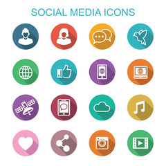social media long shadow icons