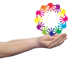 conceptual children painted hand print isolated