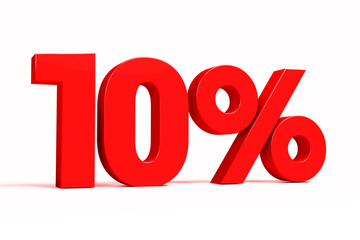 Red 3d 10% text on white background. See whole set for other numbers.
