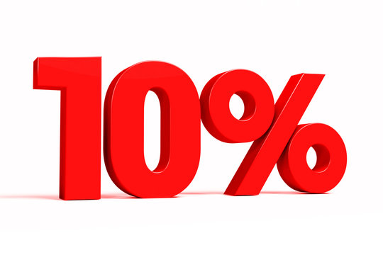 Red 3d 10% text on white background. See whole set for other numbers.

