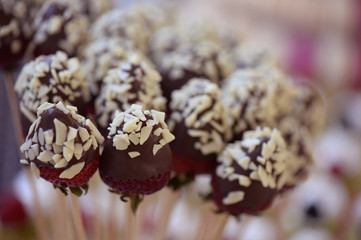 Delicious cakepops on candy bar