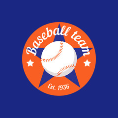 vintage color baseball championship logo or badge. Flat style design.