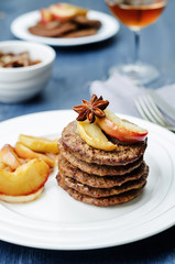 Liver pancakes with caramelized onions and apples