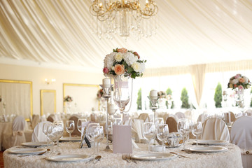 Elegant wedding table with flower decoration