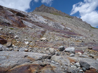 colorful rocks in a glacier valley