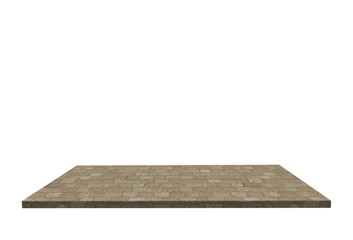 Empty top of brown cobblestone table or counter isolated on white background. For product display