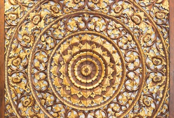 Pattern of flower carved on white background