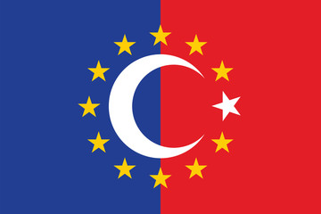 European Union and Turkey flag.