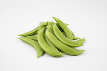 Green peas on white background