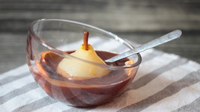 pears with chocolate and orange