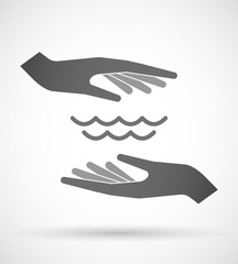 Two hands protecting or giving a water sign