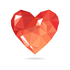 Low poly heart isolated on white background