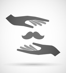 Two hands protecting or giving a moustache