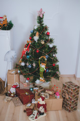 Christmas tree, presents and fireplace